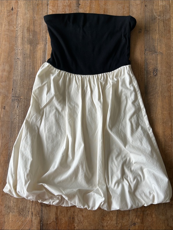 a new day Dresses & Skirts - Women’s Black and Cream Strapless Bubble Dress